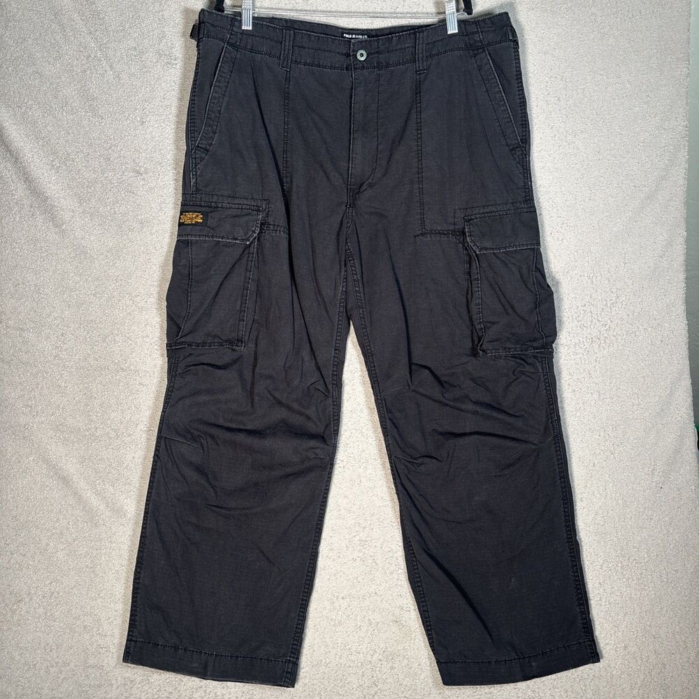 Polo Jeans Company Military Cargo Pants Men 40x30 Black Military Surplus Ripstop